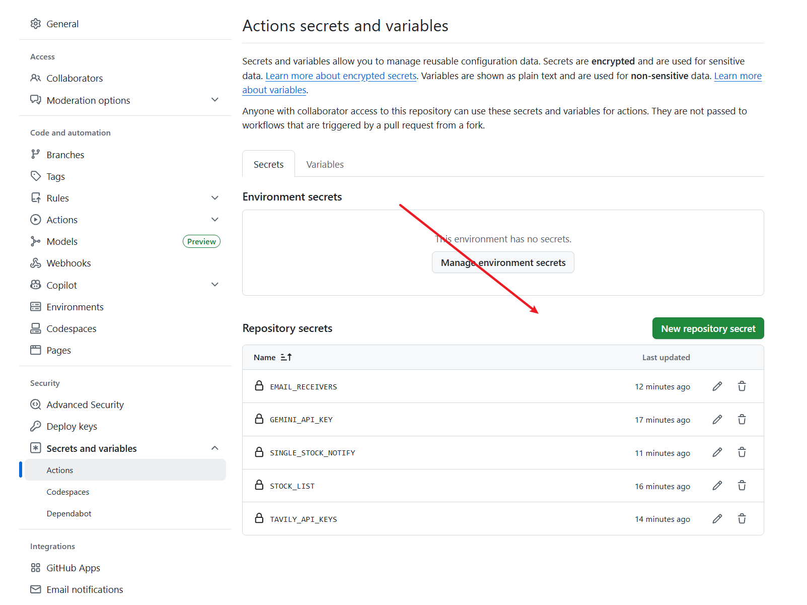 GitHub Secrets Configuration